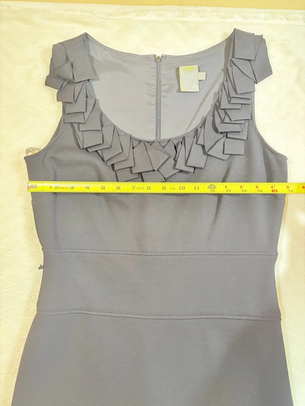 Taylor Black Sleeveless Ruffle-Trim Mini Dress‎
